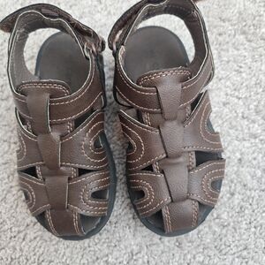 Carter's Brown Fisherman-Style Kids Sandals with Hook-and-Loop Strap